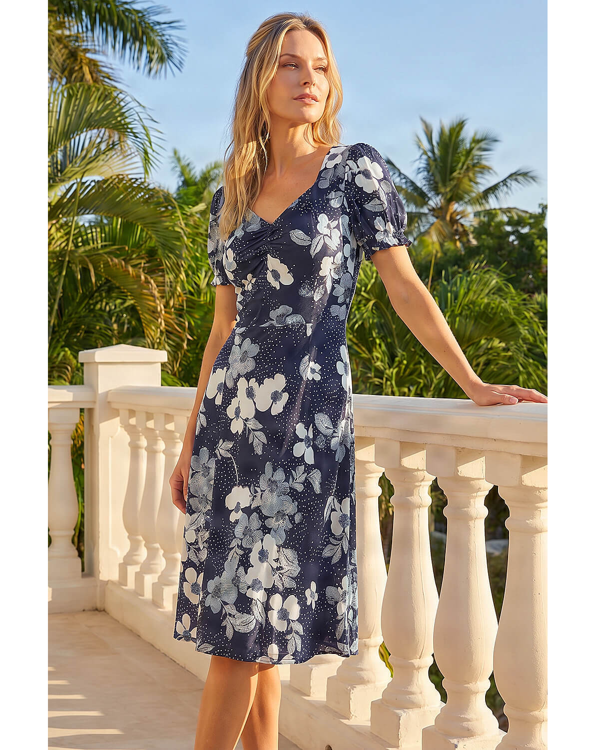 Roman Petite Floral Sweetheart Dress