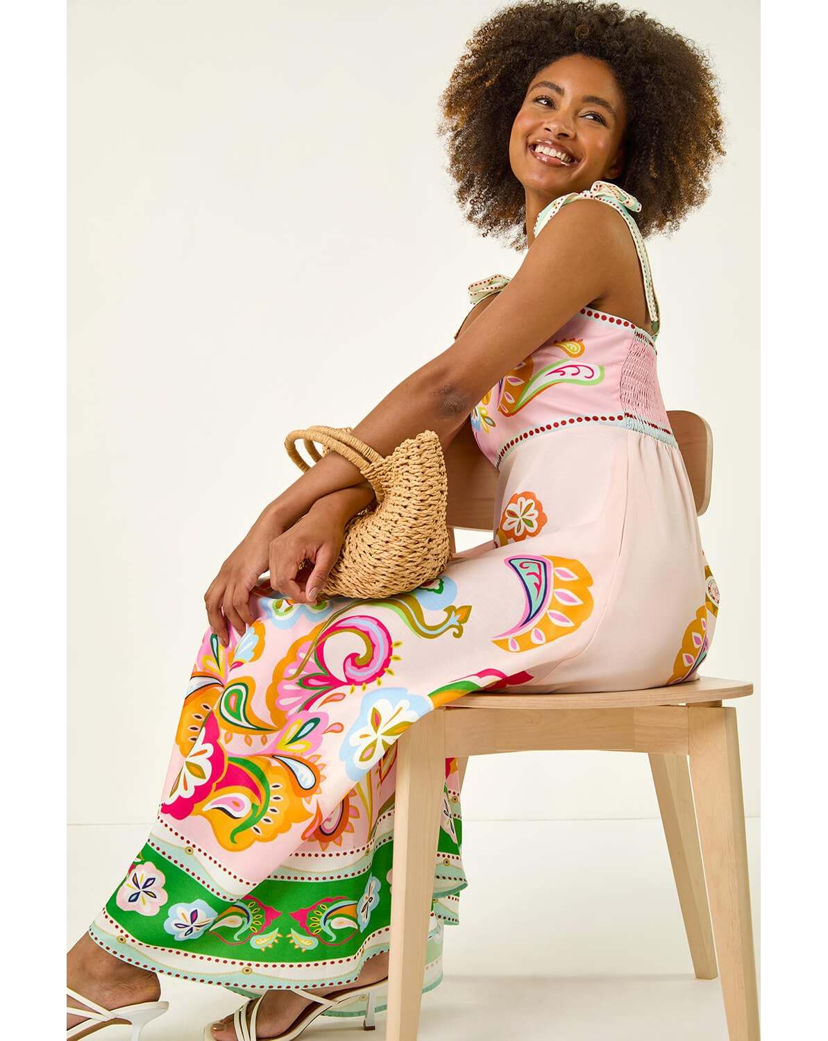 New In - Roman Abstract Print Strappy Midi Dress
