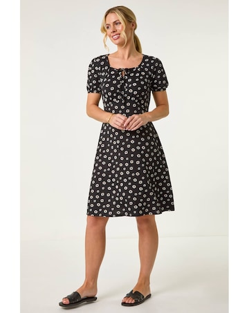 Roman Petite Ditsy Floral Tie Dress