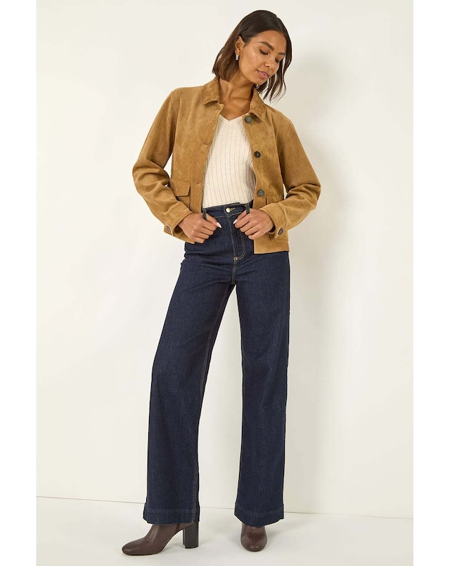 Roman Faux Suede Pocket Jacket