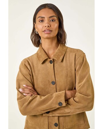 Roman Faux Suede Pocket Jacket