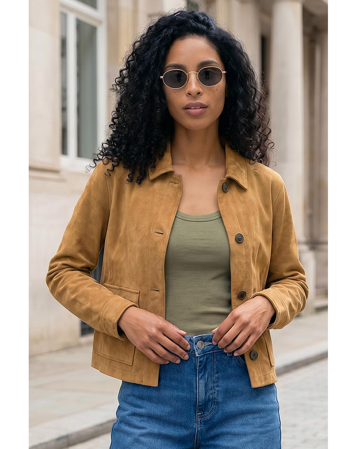 Roman Faux Suede Pocket Jacket