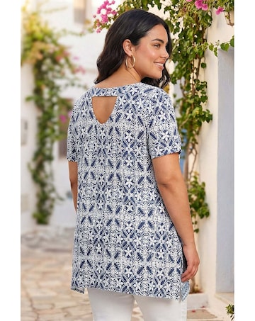 Roman Curve Geo Stretch Jersey Tunic Top