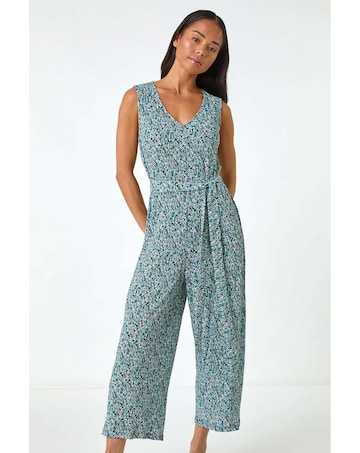 Roman Petite Ditsy Crinkle Crop Jumpsuit
