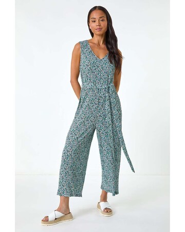 Roman Petite Ditsy Crinkle Crop Jumpsuit