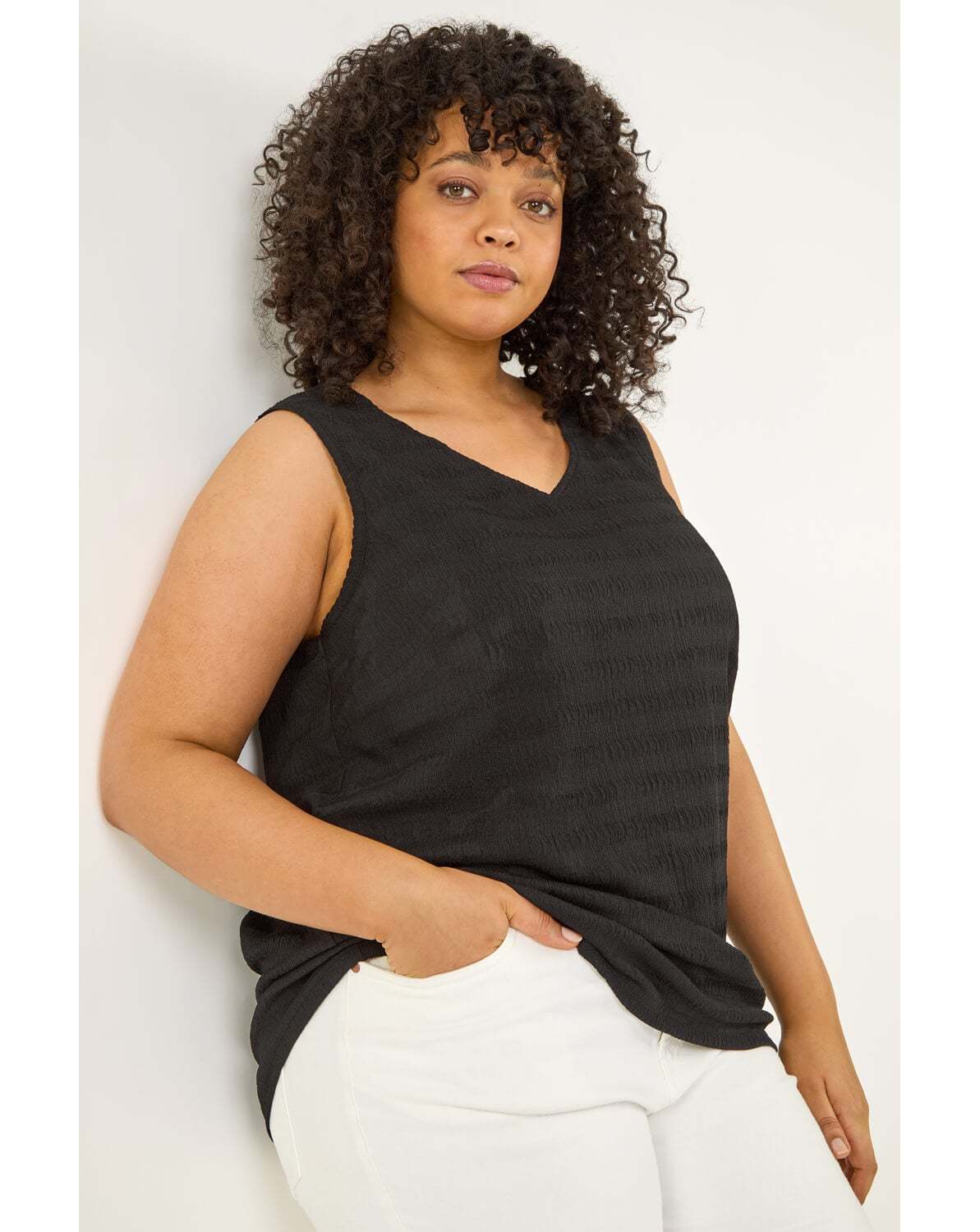 New In - Roman Curve Stripe Textured Vest Top