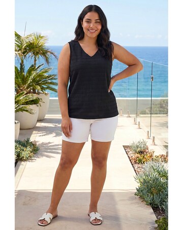 Roman Curve Stripe Textured Vest Top