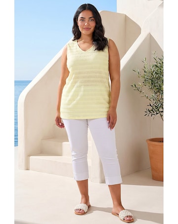 Roman Curve Stripe Textured Vest Top