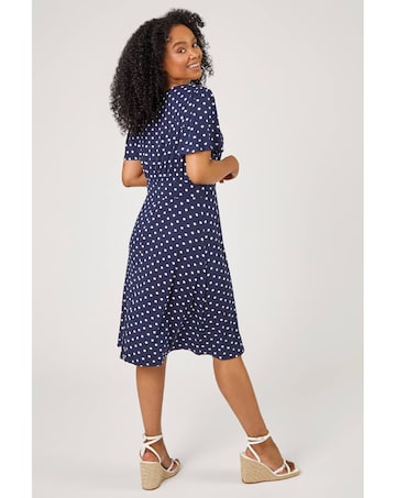 Roman Petite Polka Dot Stretch Dress