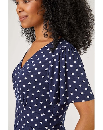 Roman Petite Polka Dot Stretch Dress