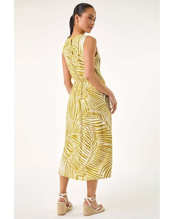 Roman Petite Abstract Leaf Midi Dress