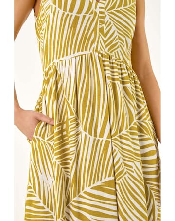 Roman Petite Abstract Leaf Midi Dress