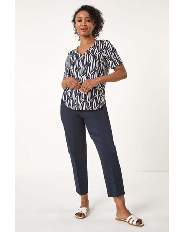 Roman Petite Geo Print Stretch Blouse