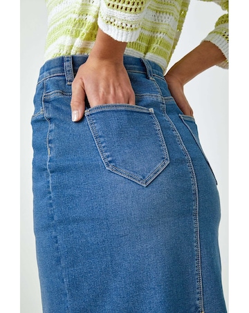 Roman Cotton Denim Stretch Skirt