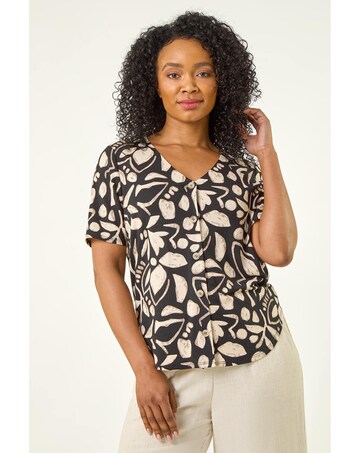 Roman Petite Abstract Stretch Blouse