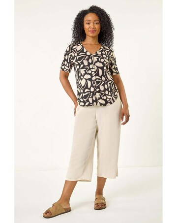 Roman Petite Abstract Stretch Blouse
