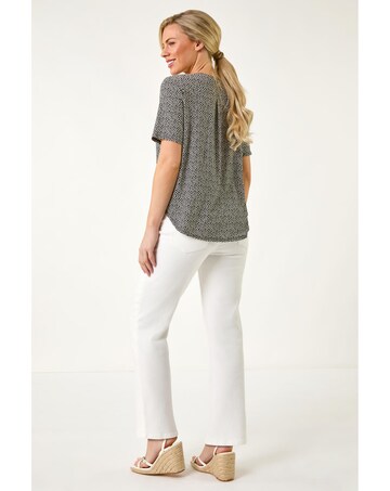 Roman Petite Spot V-Neck Stretch Blouse