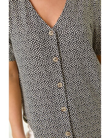 Roman Petite Spot V-Neck Stretch Blouse