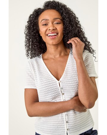 Roman Petite Textured Button Up Blouse