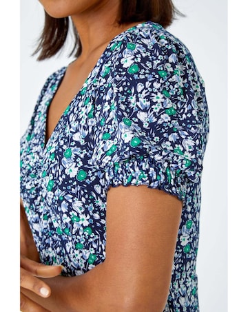 Roman Ditsy Floral Ruched Stretch  Dress