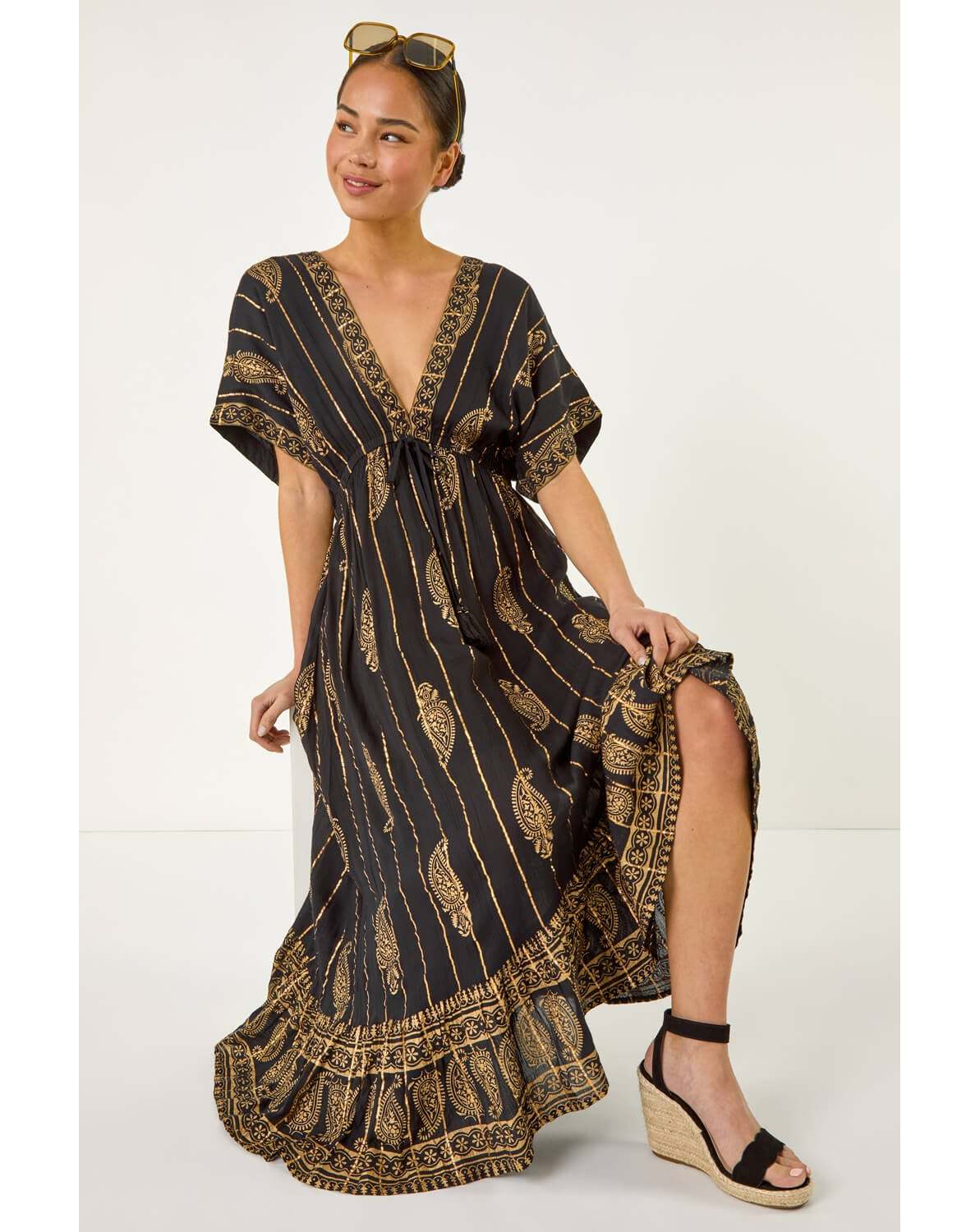 New In - Roman Petite Foil Print Boho Maxi Dress