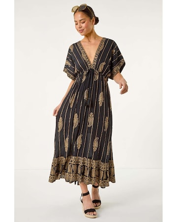 Roman Petite Foil Print Boho Maxi Dress