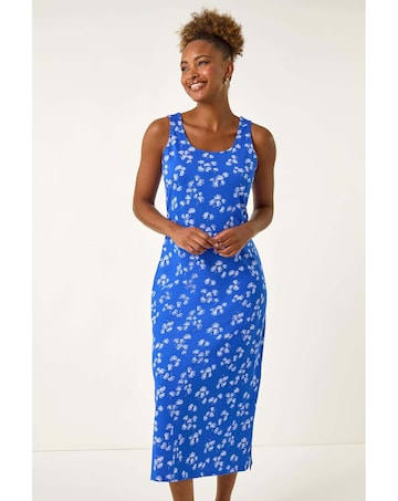 Roman Dandelion Print Midi Dress