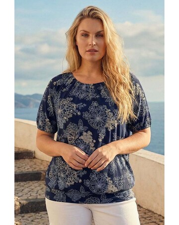 Roman Curve Floral Bardot Top