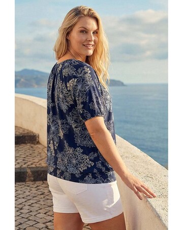 Roman Curve Floral Bardot Top