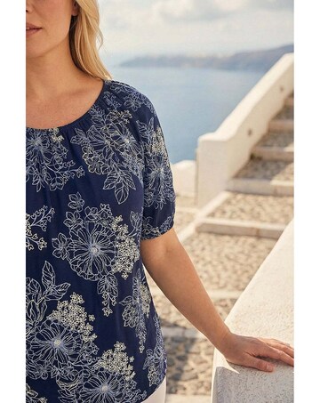 Roman Curve Floral Bardot Top