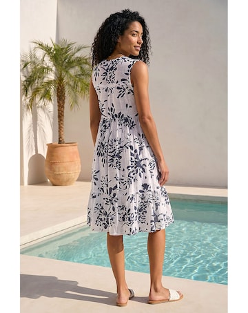 Roman Floral Print Lace Smock Dress