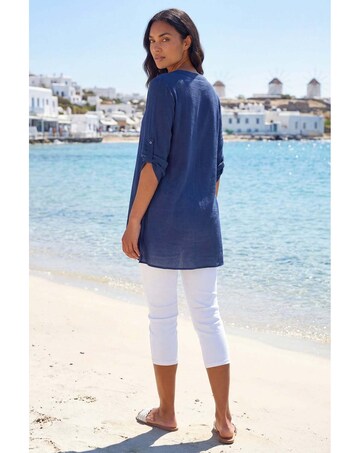 Roman V-Neck Wrap Hem Tunic Top