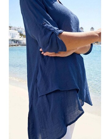 Roman V-Neck Wrap Hem Tunic Top