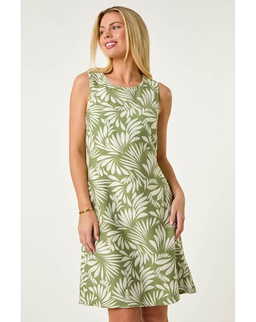 Roman Petite Leaf Print Shift Dress
