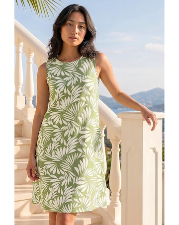 Roman Petite Leaf Print Shift Dress