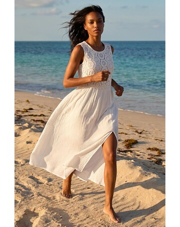 Roman Crochet Bodice Midi Dress