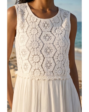 Roman Crochet Bodice Midi Dress