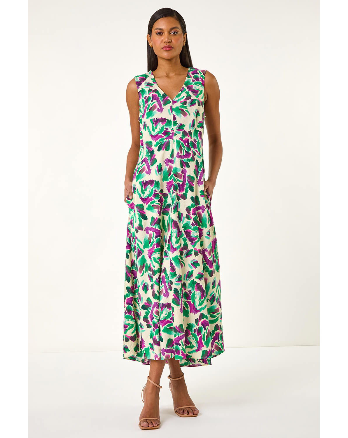 New In - Roman Abstract Print Sleeveless Dress