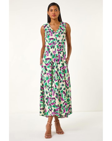 Roman Abstract Print Sleeveless  Dress