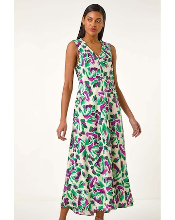 Roman Abstract Print Sleeveless  Dress