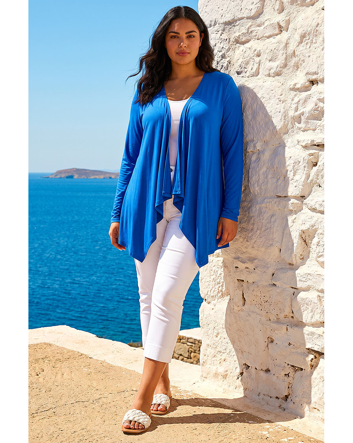 New In - Roman Curve Waterfall Longline Cardigan