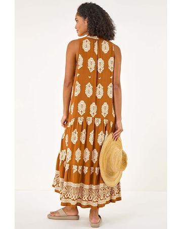 Roman Border Print Smock Maxi Dress