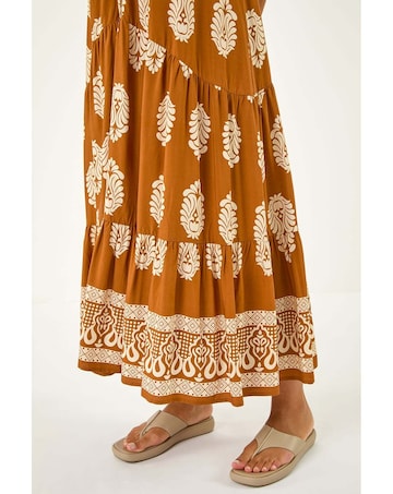 Roman Border Print Smock Maxi Dress