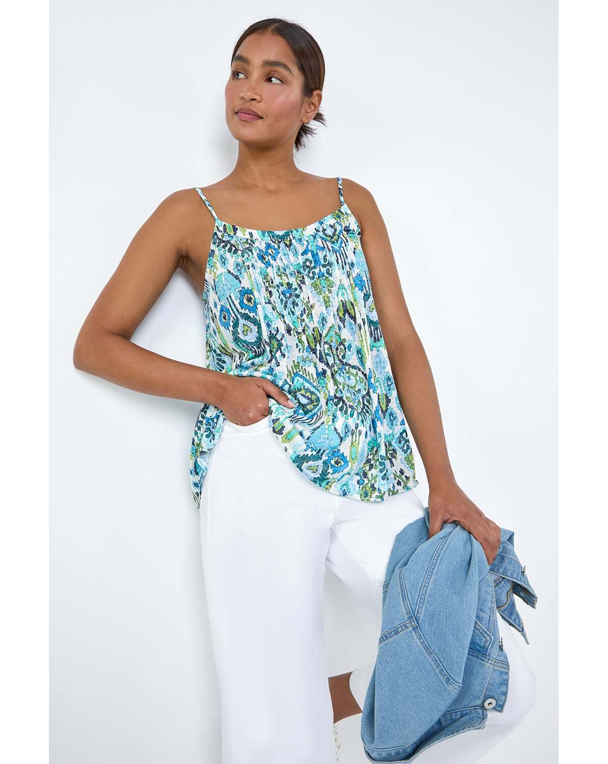 New In - Roman Aztec Print Pleat Front Cami Top