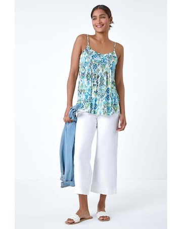 Roman Aztec Print Pleat Front Cami Top