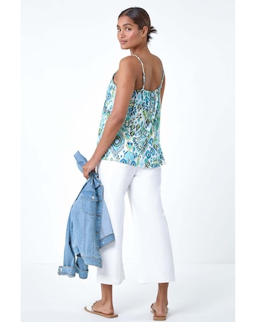 Roman Aztec Print Pleat Front Cami Top