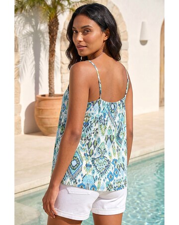 Roman Aztec Print Pleat Front Cami Top