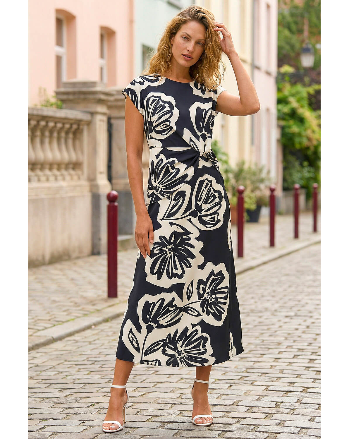 New In - Roman Abstract Print Gathered Wrap Dress