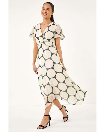 Roman Petite Spot Print Twist Dress