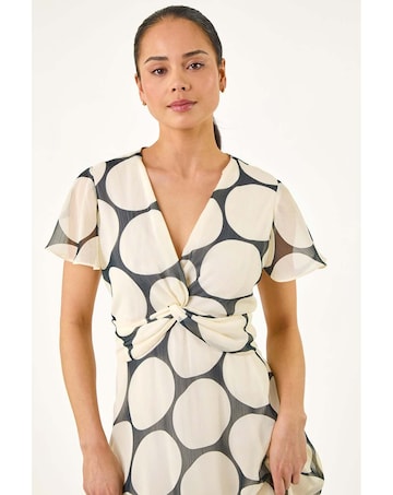 Roman Petite Spot Print Twist Dress